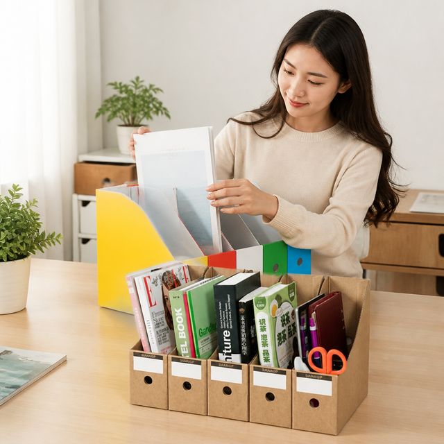서류 정리꽂이 크라프트지 파일함 문서 보관함 사무용 책상 정리대 5개 세트