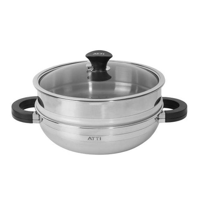 퀸센스 아띠 IH 통3중 웍찜 냄비 28cm