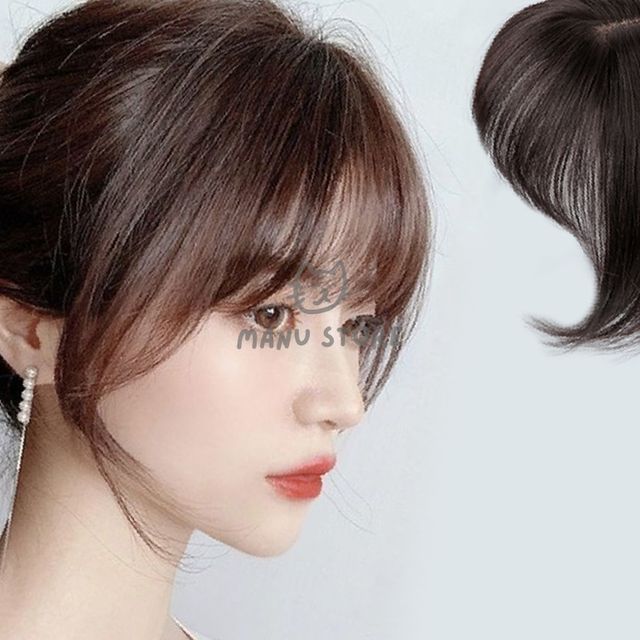 여성가발 단발가발 인모 탑커버 앞머리 정수리가발 중형/25cm 다크브라운