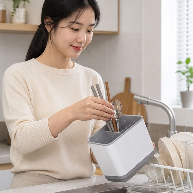 식기 건조 수저꽂이 플라스틱 배수 거치대 주방 용품 도구 정리함
