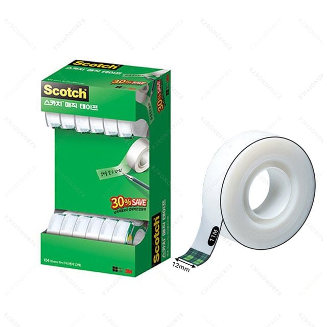 스카치 매직테이프 12mm 12개 알뜰팩 컷팅테이프 디스펜서테이프 - 이미지 3