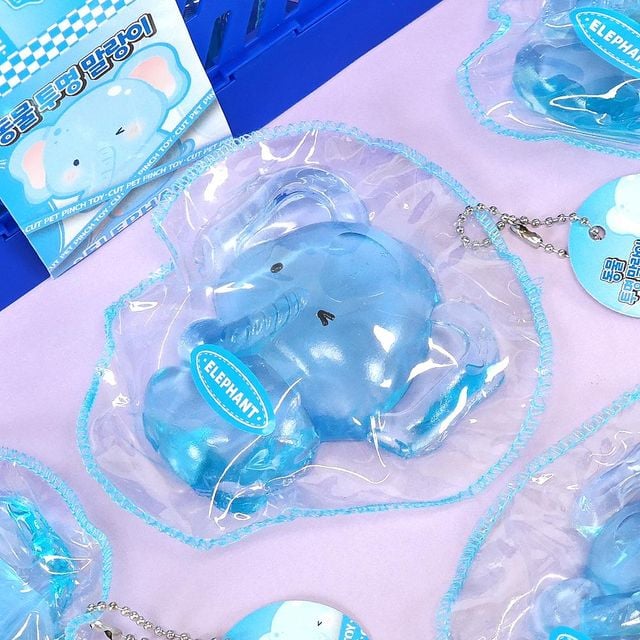 투명 말랑이 코끼리 키홀더 백참 키체인 캐릭터 열쇠고리 피규어