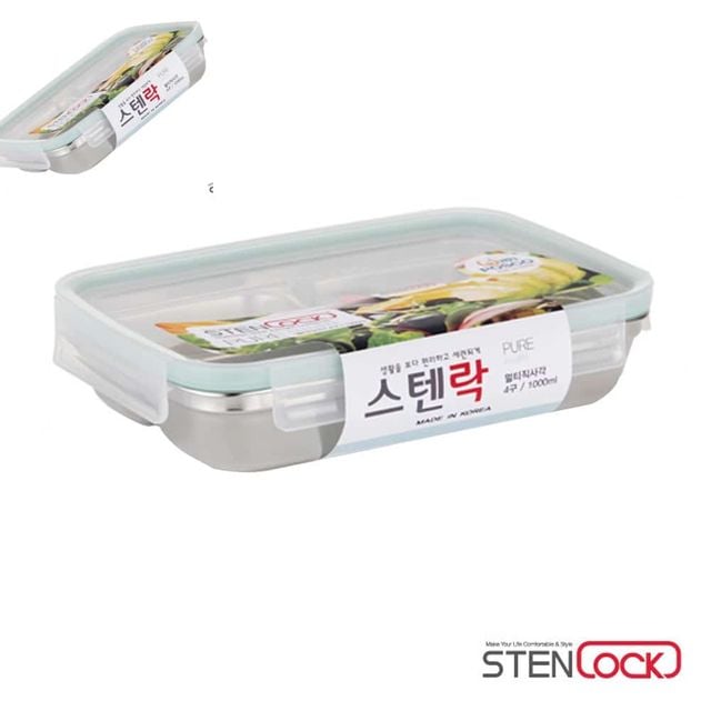 스텐락 멀티직사각 2구찬합 500ml 2구반찬통 2구도시락통 도시락반찬통 반찬도시락통