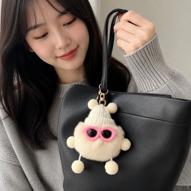 폼폼이 인형 가방 고리, 털 방울 먼지털이 소품 - 이미지 1