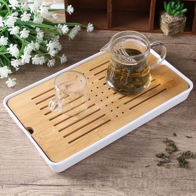 차판 다기 대나무 다기트레이 다도 찻상 트레이 원목 33x19 퇴수