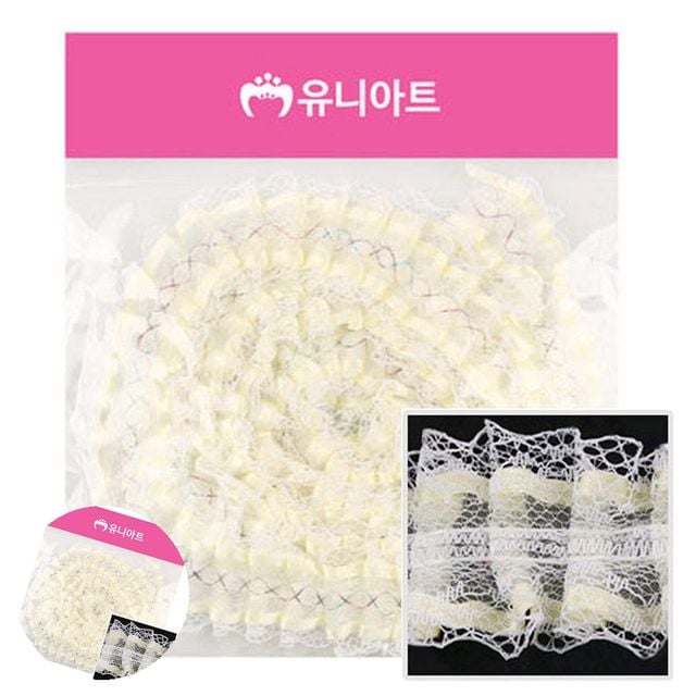 레이스원단 주름레이스 레이스 고급레이스 폭3cm 노랑