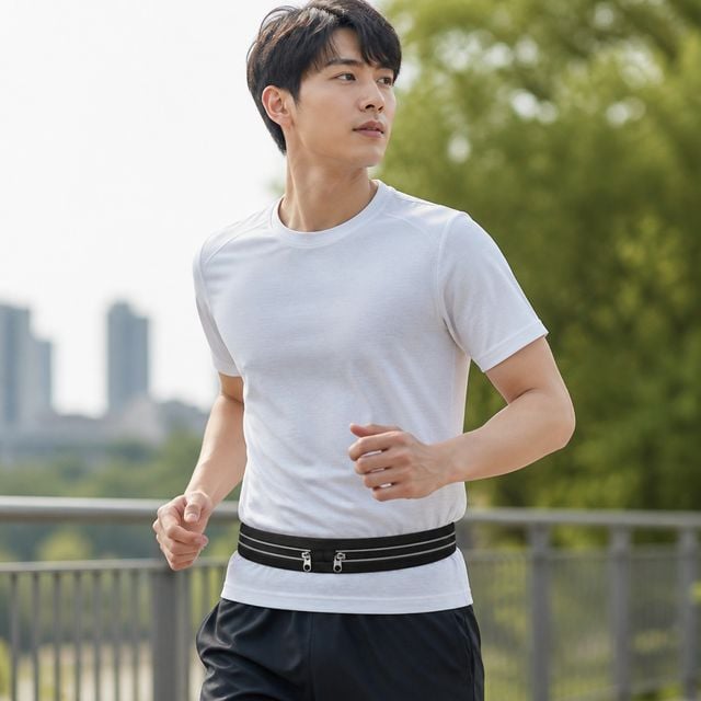 러닝벨트 슬림형 조깅 힙색 휴대폰 보관용 가방 스포츠 러닝 파우치 - 이미지 1