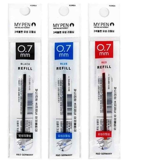 볼펜리필 0.7mm 빨강 12p 볼펜리필심교환 볼펜심 리필볼펜심 3색볼펜리필