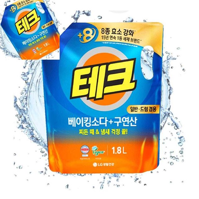 테크 베이킹소다구연산 액체세제 리필1.8L 일반드럼겸용 세탁세제 액상형 리필용 무향저자극