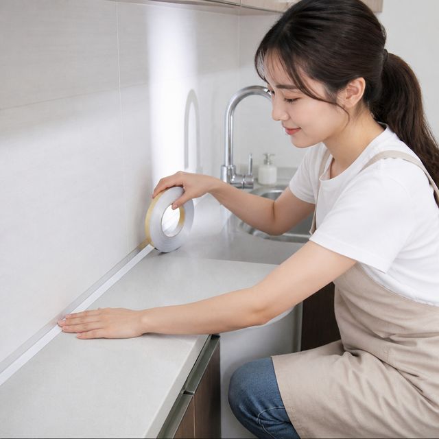 싱크대 욕실 바닥 틈새 메우기 보수 접착 스트립 마감 테이프