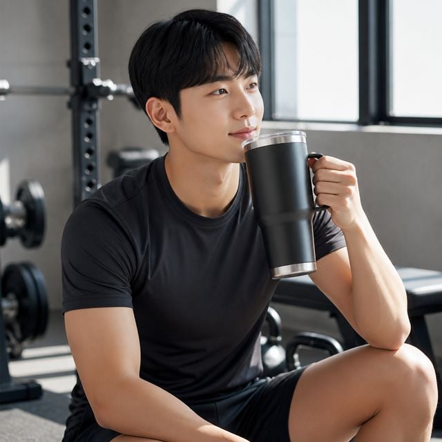 스테인리스 900ml 텀블러 보냉 보온병 손잡이 달린 사무실 캠핑용 컵