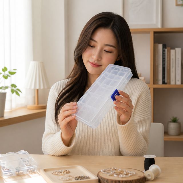 비즈통 15구 정리함 부자재 수납 케이스 공예 재료보관함 - 이미지 1