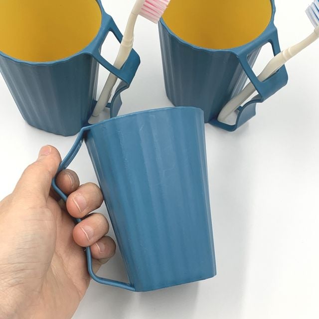칫솔꽂이 겸용 양치컵 블루색상 - 이미지 5