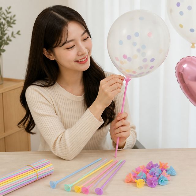 풍선 고정대 거치대 홀더 스틱 파티 행사 장식 용품 막대 묶음 - 이미지 1