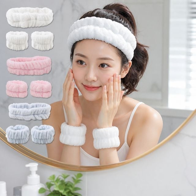 세안 헤어밴드 손목밴드 물기 흡수 세안용품 목욕 세면대