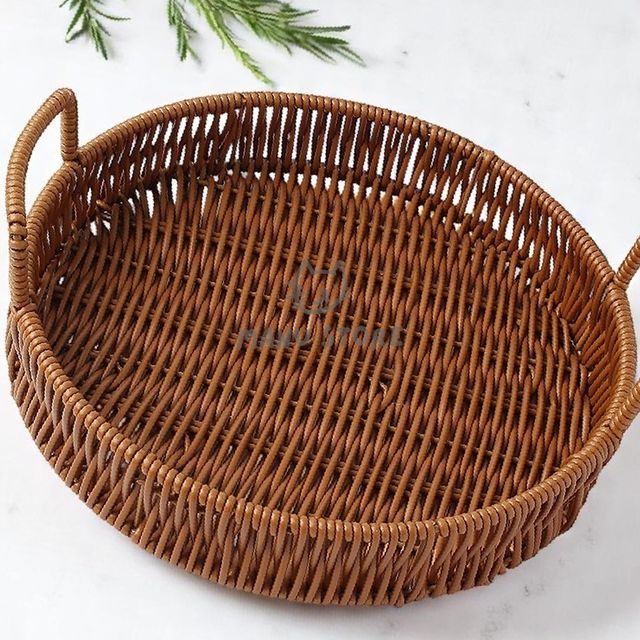 과일트레이 다용도수납 원형 트레이 25cm 월넛