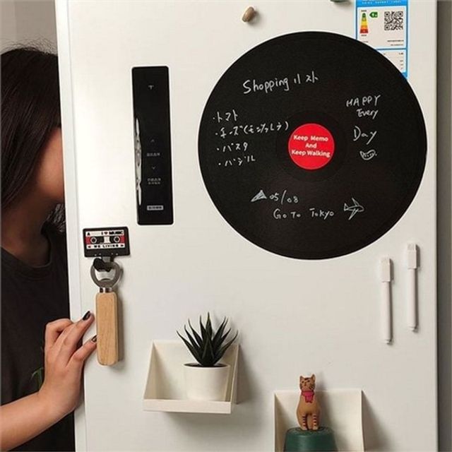 빈티지 메모 보드 레코드 메모 보드 레트로 카세트 마그네틱 주방 인테리어 디자인 사무실 냉장고 자석판