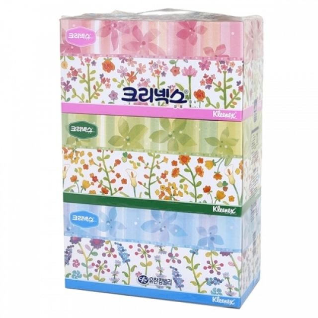 꽃무늬 갑티슈 250매x3개 티슈 휴지류 사각 생활용품