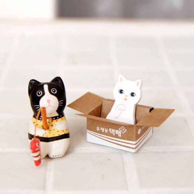 DIY 귀여운 박스 고양이 조립식 메모지 30p