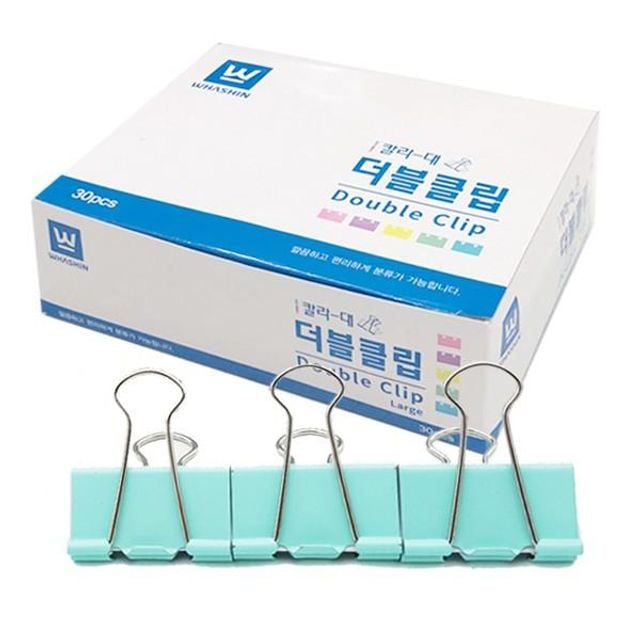화신더블클립 대형 집게 30개입 서류 정리 스틸 클립 사무용 문구 용품