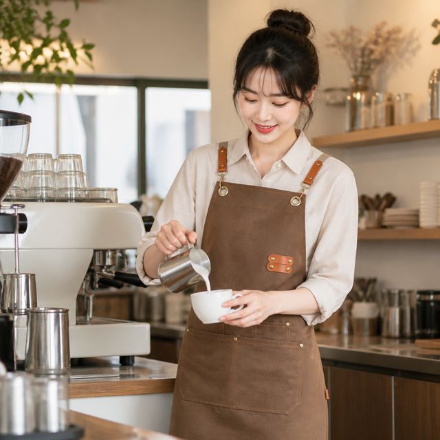 앞치마 인쇄가능 캔버스 방수 미용 공방 미술학원 유치원 카페 의류 판촉물 - 이미지 1