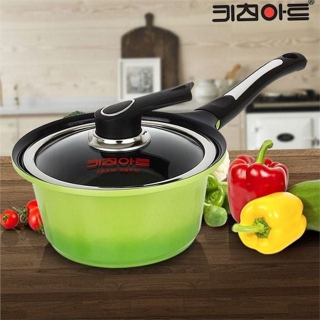 세라믹 편수 냄비 라면 편수 냄비 다용도 1인용 코팅 뚜껑 유리 만능 18cm 손잡이 테이블 스팀홀 통주물