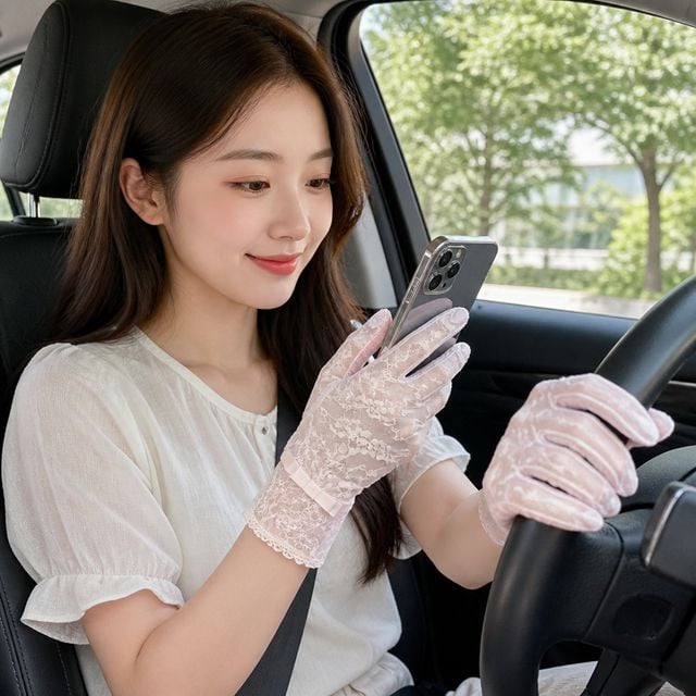 여름 운전용 레이스 장갑 여성 스마트폰 터치 글러브 - 이미지 1
