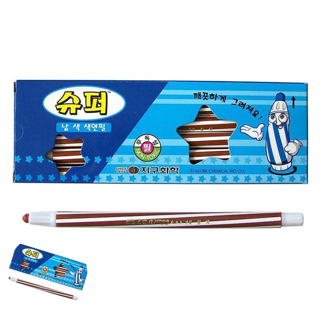 미술교육 미술수업 슈퍼 낱색 색연필 12자루 갈색