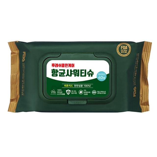 15+15 BIG SIZE 후레쉬클린케어 항균샤워티슈 40매