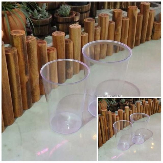 투명 아크릴 꽃통 원형 소 18x25cm 투명 휴지통 쓰레기통 투명아크릴케이스 꽃자재 화훼용품 심플화병
