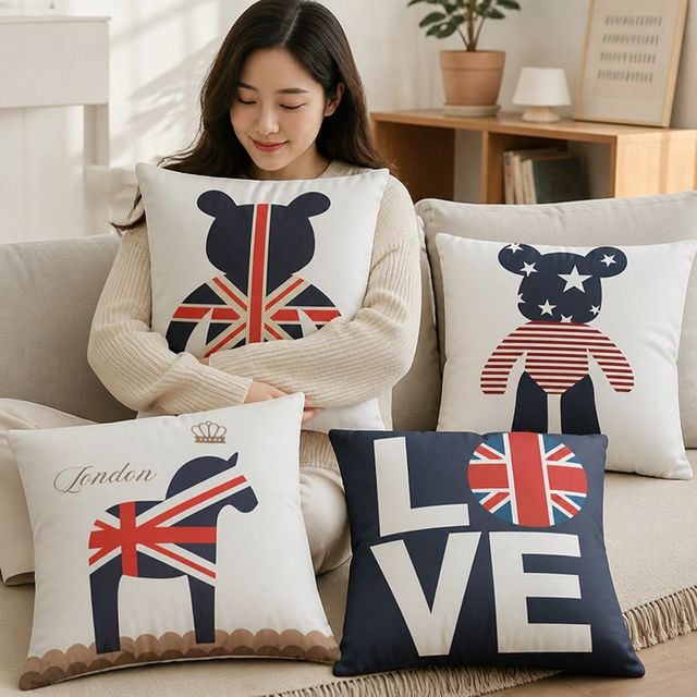거실 소파 쿠션커버 영국 국기 인테리어 45X45 커버 - 이미지 1