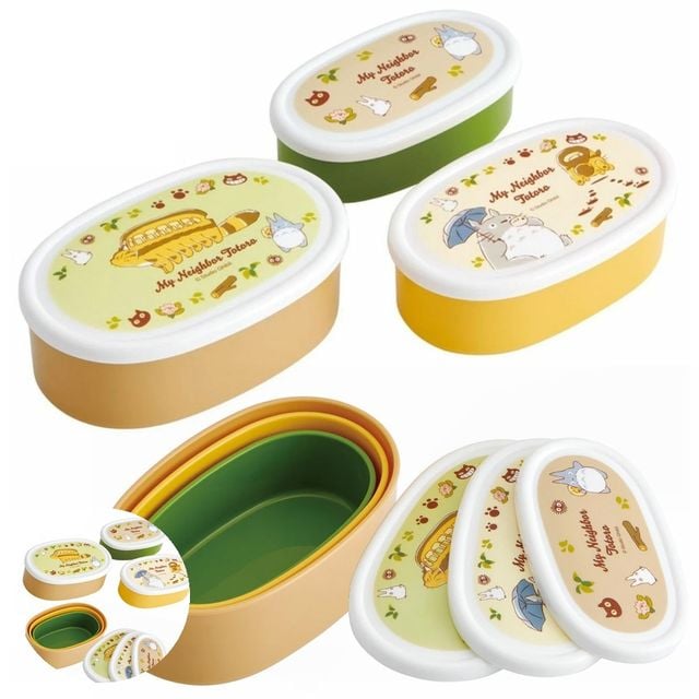 간편도시락통 심플도시락통 도시락 토토로 고양이버스 보존용기 3종 세트