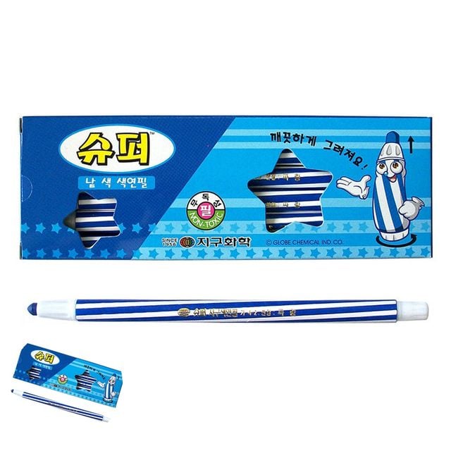 미술용품 아동미술재료 슈퍼 낱색 색연필 12자루 파랑색