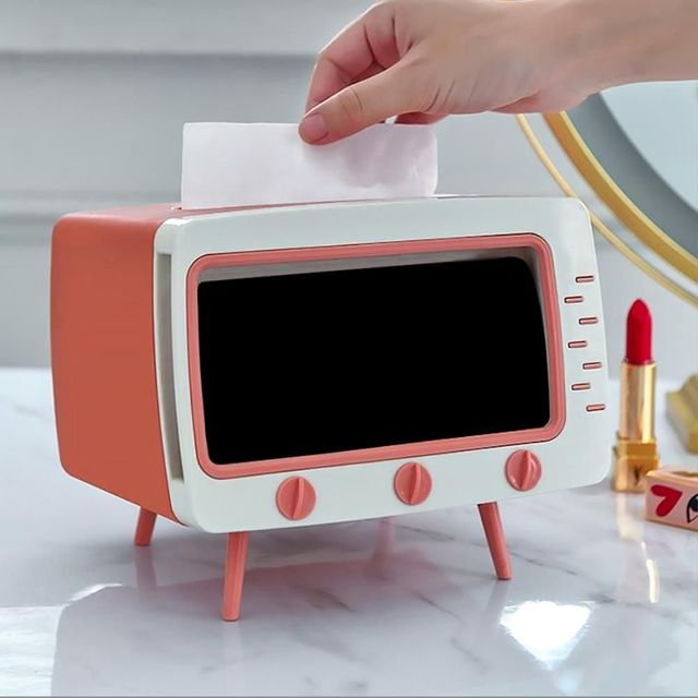 스마트폰 거치 티비 휴지케이스 핑크