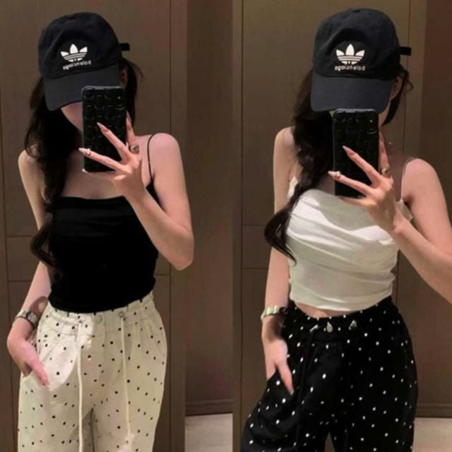 3컬러 글램핏 셔링 포인트 캡내장 크롭기장 끈나시티