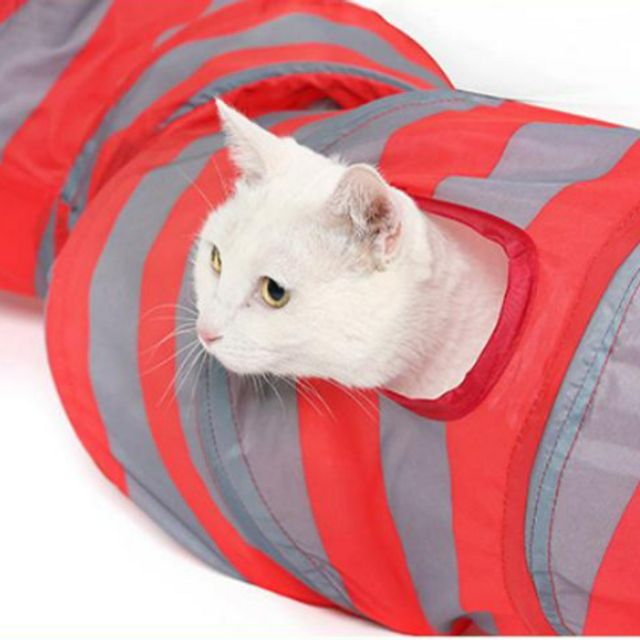 폴리에스터 고양이 터널 스트라이프 반려동물 터널 접이식 숨숨