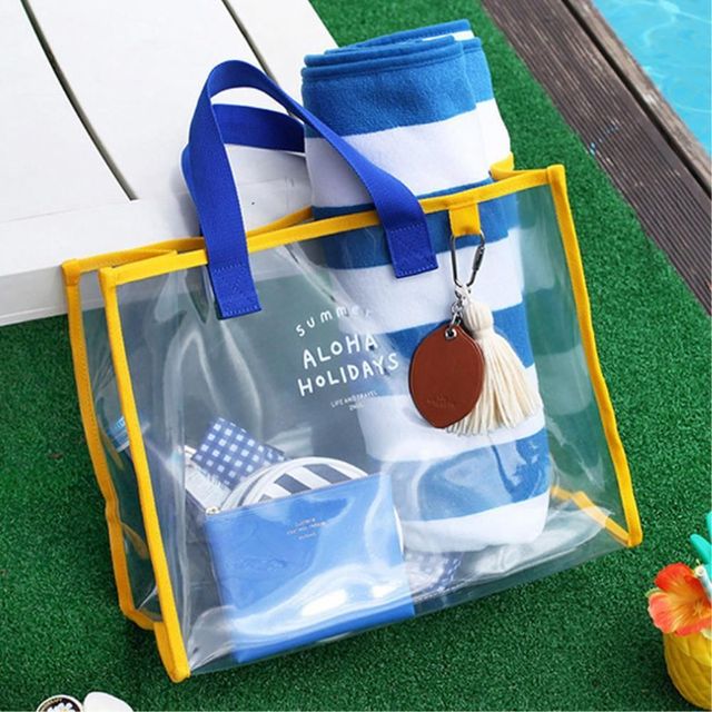 물놀이 투명 비치백 37x25x15cm 엘로+블루