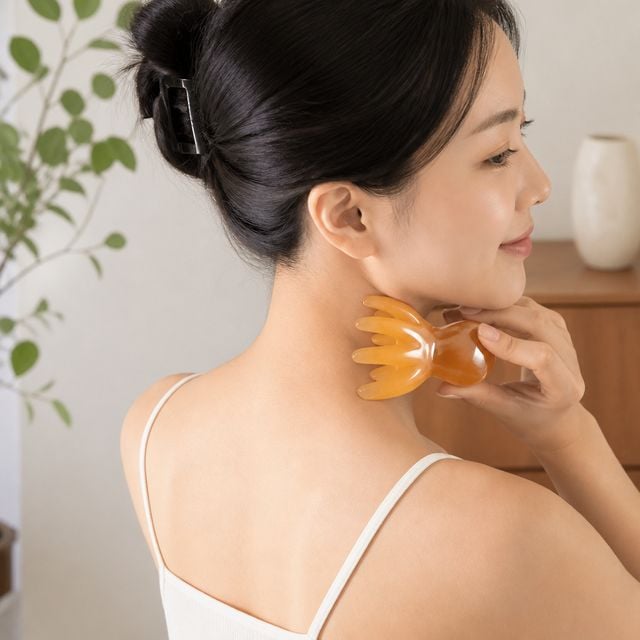 문어 괄사 마사지기 얼굴 두피 목뒤 지압 도구 셀프 케어 - 이미지 1