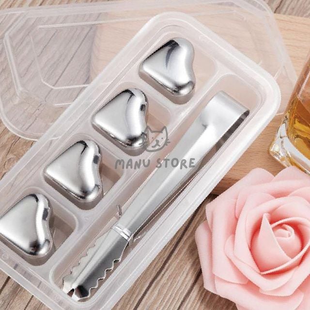 얼음큐브 하트모양아이스큐브 안 녹는 얼음 아이스큐브 4p세트 집게 하트