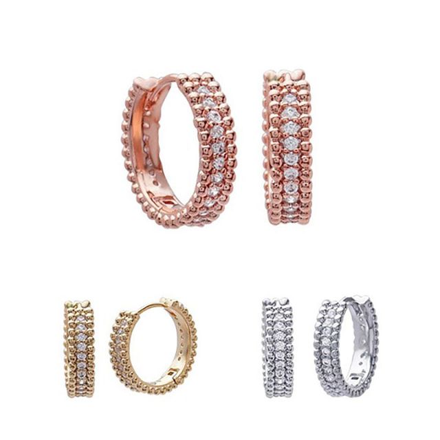 링귀걸이 글램 백금도금 데일리 드롭 큐빅지르코니아 더블 실버칼라 미니 볼드