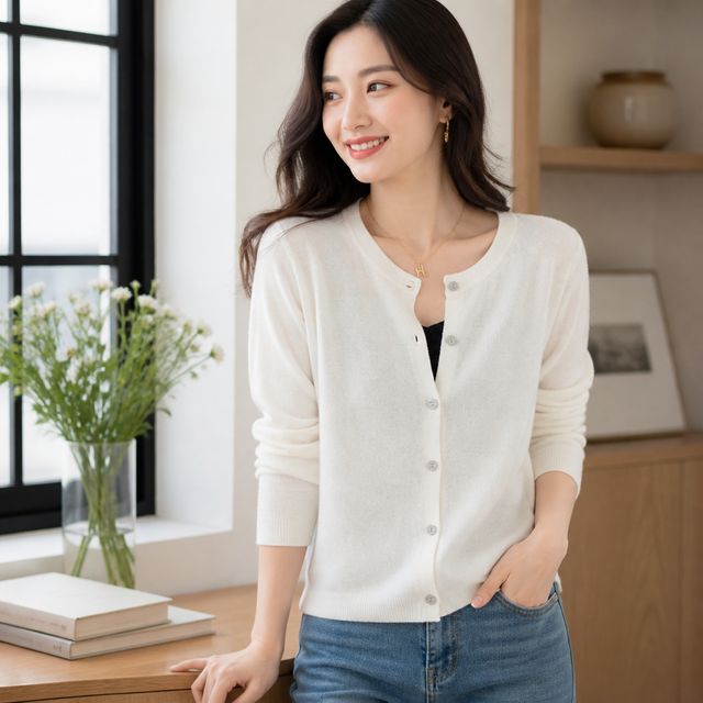 여성 간절기 가디건 베이직 숏 무지 데일리룩 니트 상의