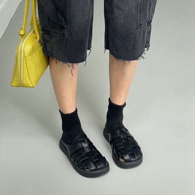 위빙패턴 라운드토 피셔맨 구조 데일리 글래디에이터샌들 6SS