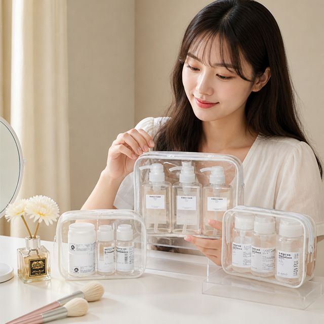 화장품 파우치 여행용 투명 정리백 뷰티 소품 수납 가방 화장용기 메이크업 케이스 - 이미지 1