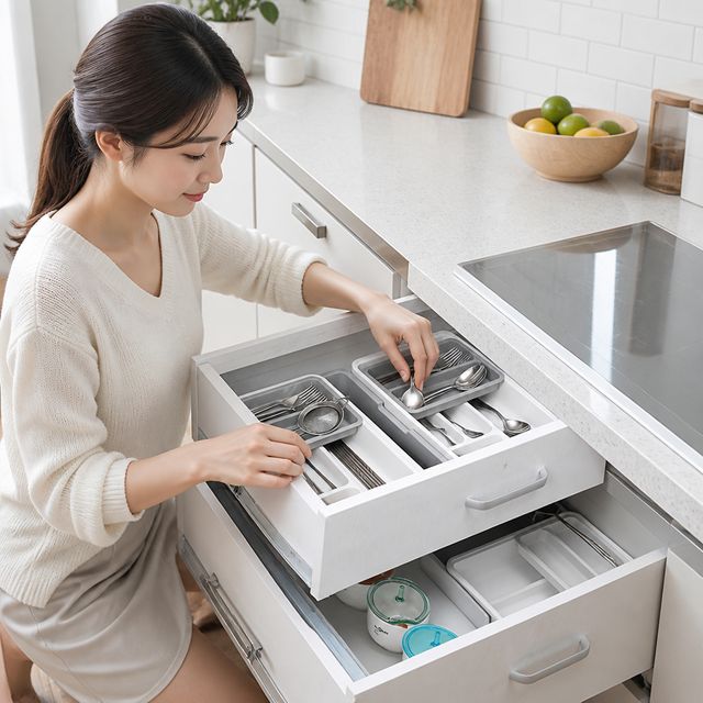 커트러리 보관함 싱크대 서랍 정리함 수저 케이스 트레이 주방 수납 도구 용품