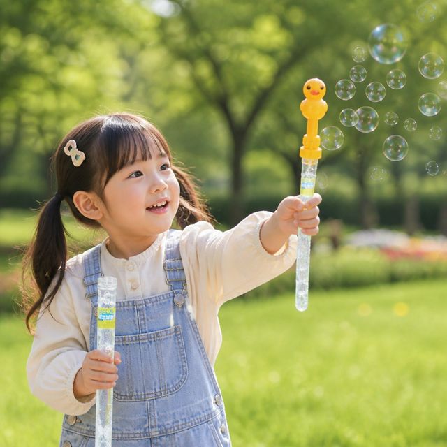 오리 비눗방울 버블건 롱스틱 유아 완구 놀이 1P - 이미지 1
