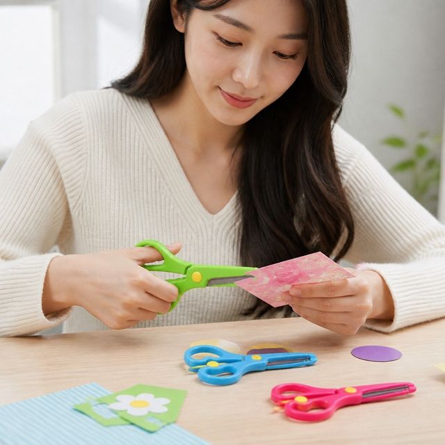 사무용 가위 3색 커팅 공구 학교 학원 실기 연습용 스프링 커터 3컬러 13.5cm - 이미지 1