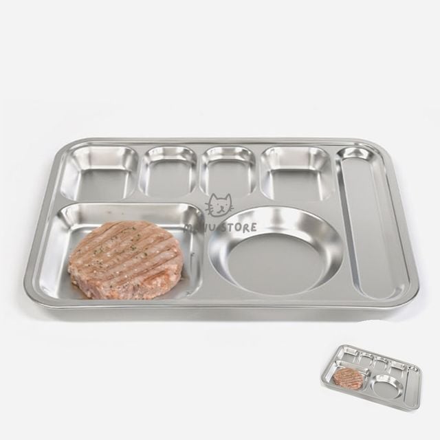 단체급식판 어른식판 스텐 수저 사각 4찬 식판