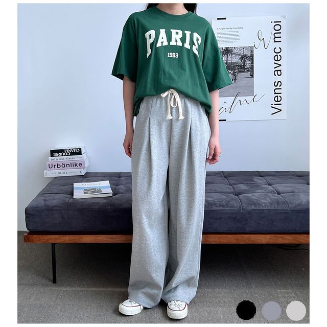 여성 와이드 핀턱 밴딩 팬츠 L~XL 트레이닝 바지