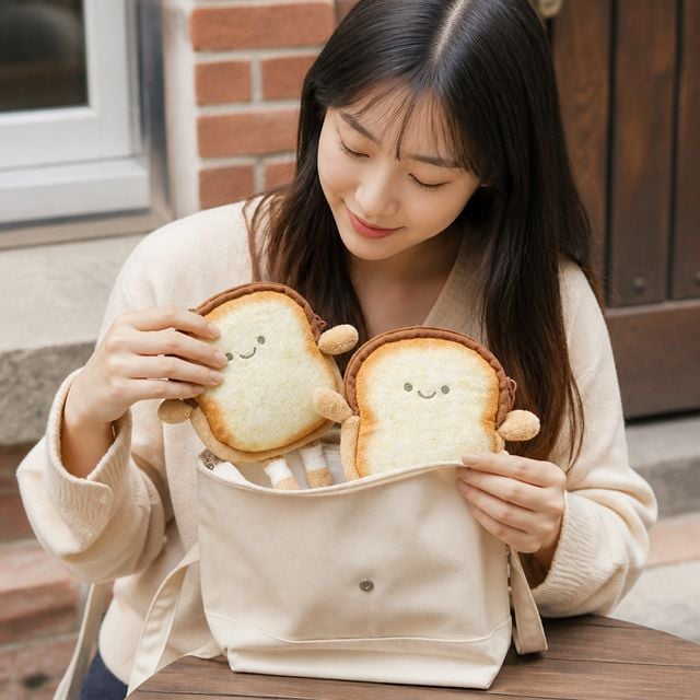 동전지갑 토스트 인형 캐릭터 파우치 학생 소품 가방 액세서리 굿즈