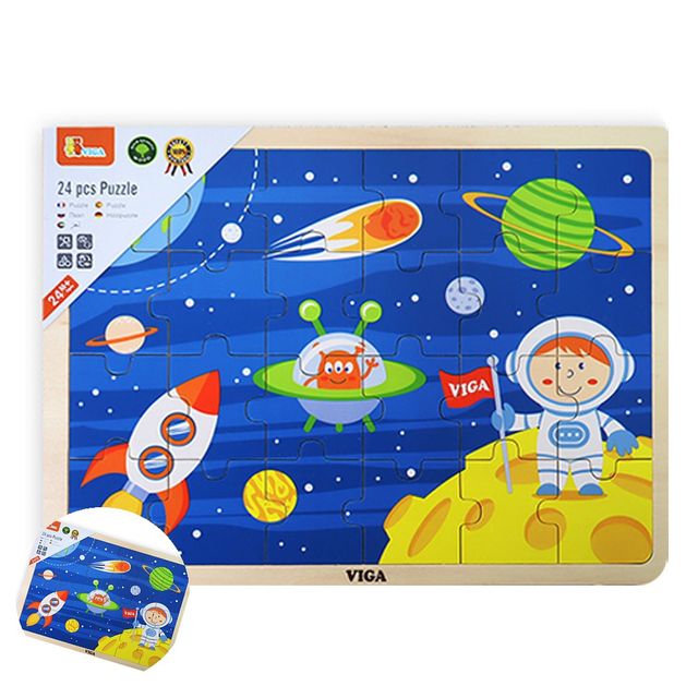 집콕놀이퍼즐 유아블록퍼즐 원목퍼즐 24pcs 우주여행 퍼즐